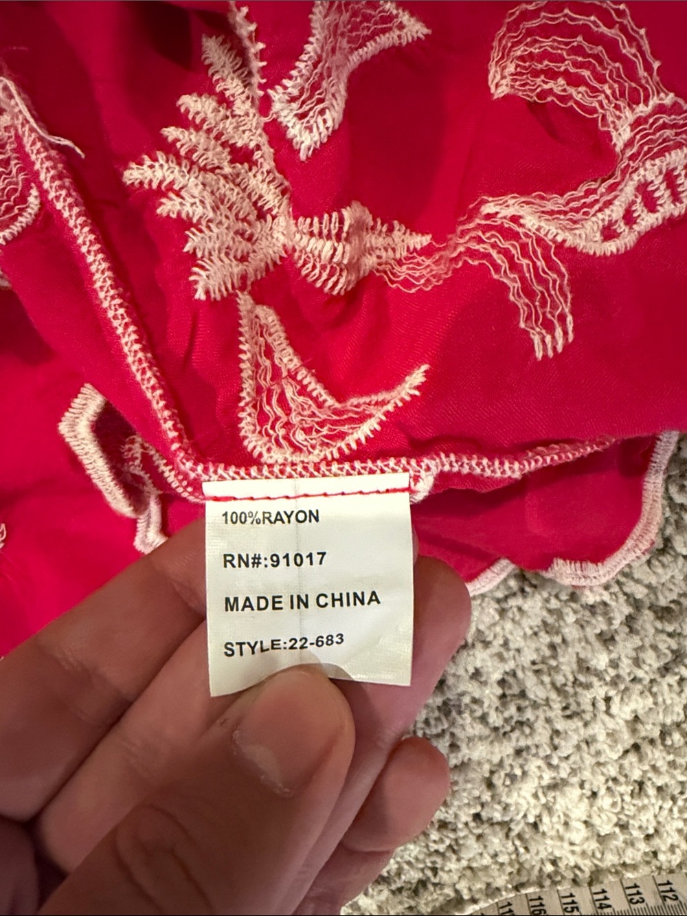 Solitaire Fuchsia Embroidered Ruffled Sleeve Tunic - Picture 7 of 7